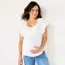 Maternity Sonoma Goods For Life® Squareneck Ruffle Top -Sonoma Store 5525569 Vital White