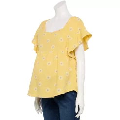 Maternity Sonoma Goods For Life® Squareneck Ruffle Top -Sonoma Store 5525569 Yellow Floral