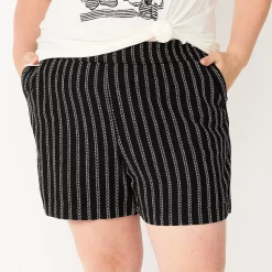 Plus Size Sonoma Goods For Life® Easy Pull-On Shorts -Sonoma Store 5526465 Black Stripe