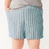 Plus Size Sonoma Goods For Life® Easy Pull-On Shorts -Sonoma Store 5526465 Blue Stripe
