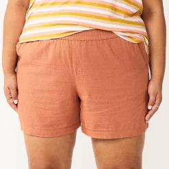 Plus Size Sonoma Goods For Life® Easy Pull-On Shorts -Sonoma Store 5526465 Mocha Frosting
