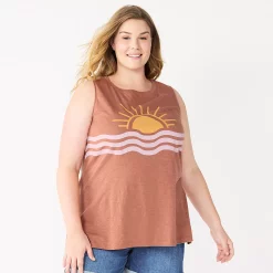 Plus Size Sonoma Goods For Life® Graphic Muscle Tank -Sonoma Store 5529302 Brown Sunset