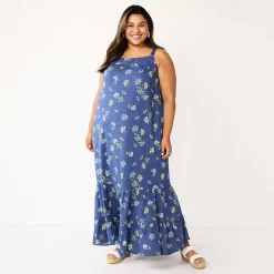 Women's Sonoma Goods For Life® Tiered Maxi Dress -Sonoma Store 5539034 Navy Floral