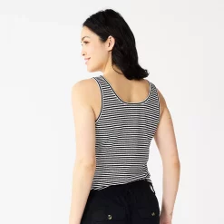 Women's Sonoma Goods For Life® Striped Henley Tank -Sonoma Store 5542172 ALT