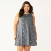 Plus Size Sonoma Goods For Life® Pocket Sleeveless Swing Dress -Sonoma Store 5546108 Gray Stars