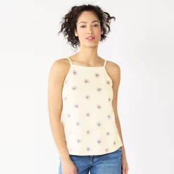Women's Sonoma Goods For Life® Squareneck Camisole -Sonoma Store 5546411 Cream Sunflower