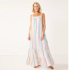 Women's Sonoma Goods For Life® Tiered Maxi Dress -Sonoma Store 5547161 Multi Color Stripe