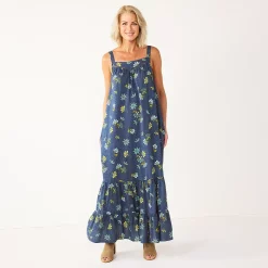 Women's Sonoma Goods For Life® Tiered Maxi Dress -Sonoma Store 5547161 Navy Floral