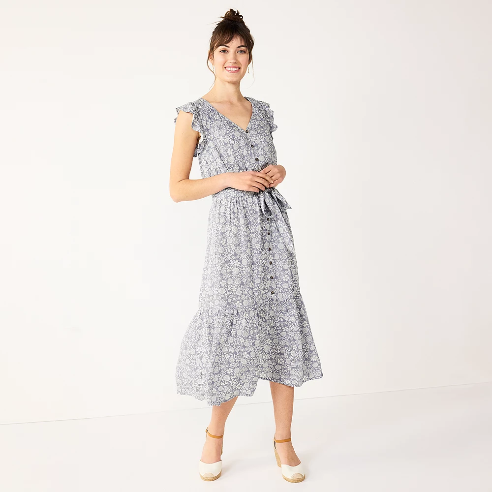 Women's Sonoma Goods For Life® Ruffle Midi Dress 8 Women's Sonoma Goods For Life® Ruffle Midi Dress - Image 6