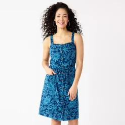 Women's Sonoma Goods For Life® Print Button-Front Tank Dress 14 Women's Sonoma Goods For Life® Print Button-Front Tank Dress -Sonoma Store 5547163 Blue Floral