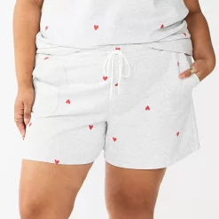 Plus Size Sonoma Goods For Life® Drawstring Fleece Shorts -Sonoma Store 5549511 Gray Hearts