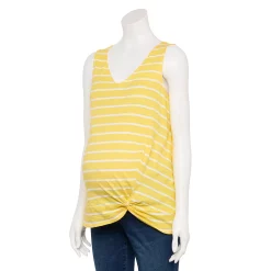 Maternity Sonoma Goods For Life® Knot-Hem Tank -Sonoma Store 5551042 Yellow Stripe