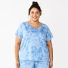 Plus Size Sonoma Goods For Life® Essential Short Sleeve Pajama Top 1 Plus Size Sonoma Goods For Life® Essential Short Sleeve Pajama Top -Sonoma Store 5553637 Blue Dye