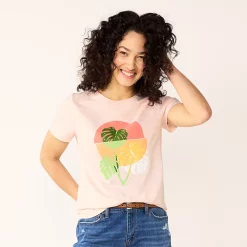 Women's Sonoma Goods For Life® Summer Graphic Tees -Sonoma Store 5558324 Pink Palm Leaves