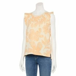 Petite Sonoma Goods For Life® French Terry Flutter-Sleeve Top -Sonoma Store 5568468 Coral Floral