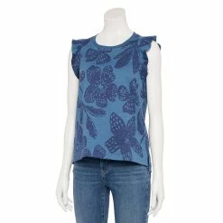 Petite Sonoma Goods For Life® French Terry Flutter-Sleeve Top -Sonoma Store 5568468 Navy Floral