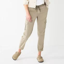 Petite Sonoma Goods For Life® Mid Rise Pull On Jogger Pants -Sonoma Store 5569580 Khaki