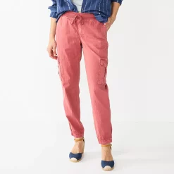 Petite Sonoma Goods For Life® Mid Rise Pull On Jogger Pants -Sonoma Store 5569580 Mauve