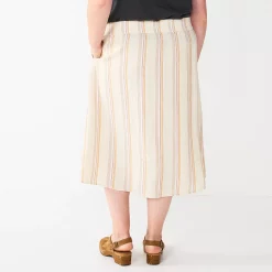 Plus Size Sonoma Goods For Life® Vented Button-Front Midi Skirt -Sonoma Store 5570625 ALT