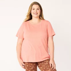 Petite Plus Size Sonoma Goods For Life® Crewneck Tee -Sonoma Store 5572597 Coral