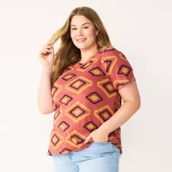 Petite Plus Size Sonoma Goods For Life® Crewneck Tee -Sonoma Store 5572597 Mauve Large Geo