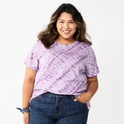 Petite Plus Size Sonoma Goods For Life® Crewneck Tee -Sonoma Store 5572597 Violet Diagonal Dye
