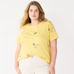 Petite Plus Size Sonoma Goods For Life® Crewneck Tee -Sonoma Store 5572597 Yellow Beach Scene