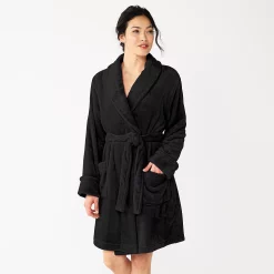 Women's Sonoma Goods For Life® Short Plush Robe -Sonoma Store 5574694 Black