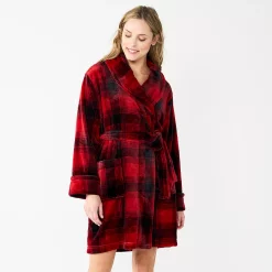 Women's Sonoma Goods For Life® Short Plush Robe -Sonoma Store 5574694 Buffalo Check