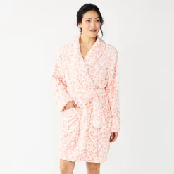 Women's Sonoma Goods For Life® Short Plush Robe -Sonoma Store 5574694 Pink Animal