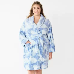 Plus Size Sonoma Goods For Life® Short Plush Robe 15 Plus Size Sonoma Goods For Life® Short Plush Robe -Sonoma Store 5574695 Blue Dye Effect