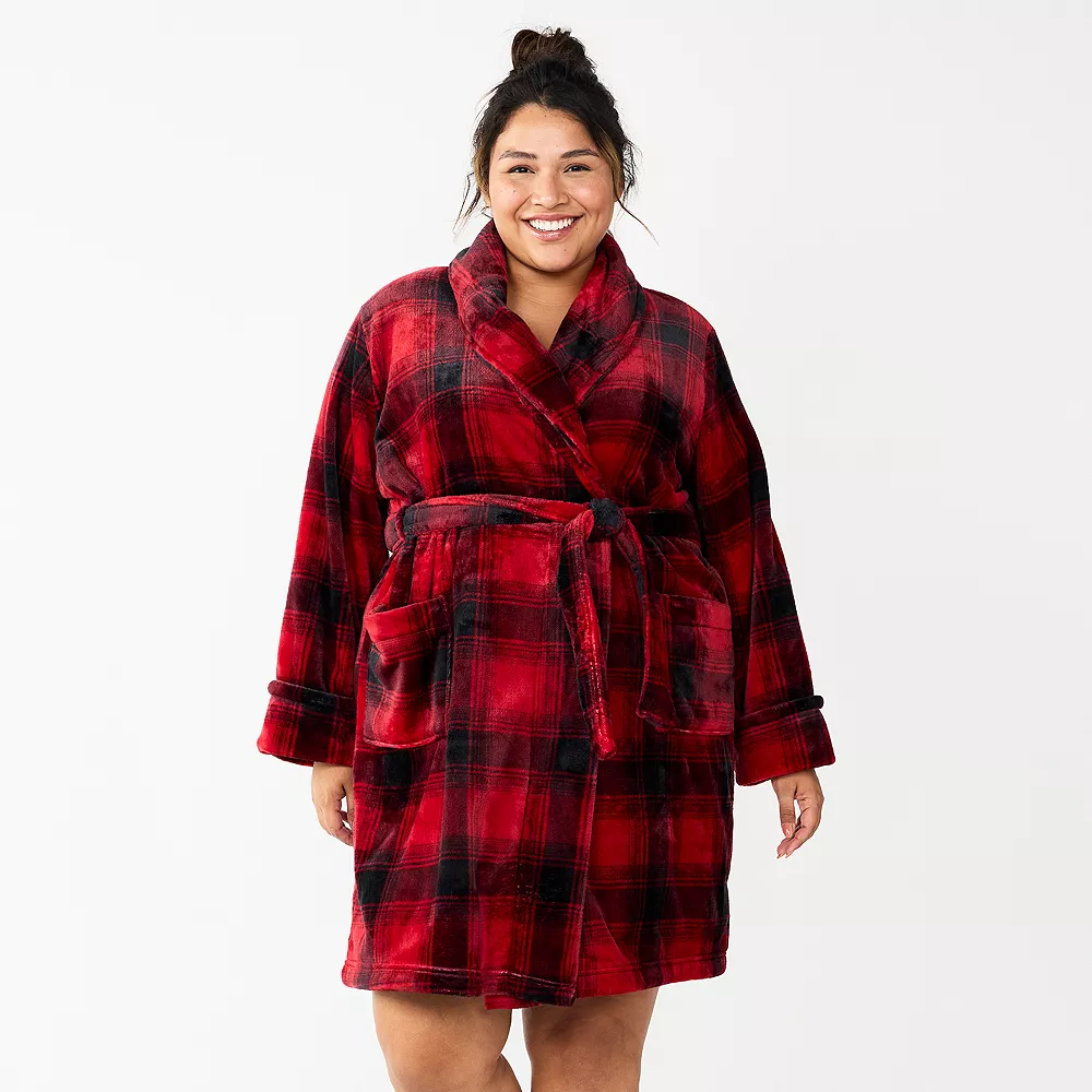 Plus Size Sonoma Goods For Life® Short Plush Robe 9 Plus Size Sonoma Goods For Life® Short Plush Robe - Image 7