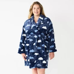 Plus Size Sonoma Goods For Life® Short Plush Robe 18 Plus Size Sonoma Goods For Life® Short Plush Robe -Sonoma Store 5574695 Navy Clouds