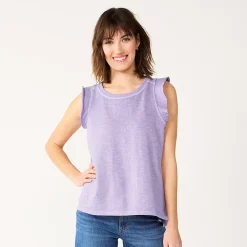 Women's Sonoma Goods For Life® French Terry Flutter-Sleeve Top -Sonoma Store 5576747 Light Purple