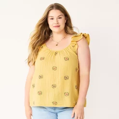 Plus Size Sonoma Goods For Life® Ruffle Tank Top 10 Plus Size Sonoma Goods For Life® Ruffle Tank Top -Sonoma Store 5578985 Yellow Flower