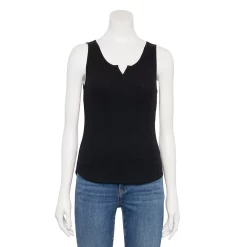 Women's Sonoma Goods For Life® Notchneck Ribbed Tank -Sonoma Store 5579049 Black