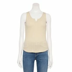 Women's Sonoma Goods For Life® Notchneck Ribbed Tank -Sonoma Store 5579049 Cream