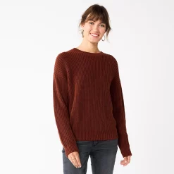 Women's Sonoma Goods For Life® Textured Drop-Shoulder Sweater -Sonoma Store 5579623 Brown