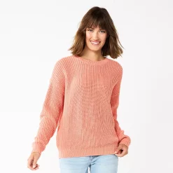 Women's Sonoma Goods For Life® Textured Drop-Shoulder Sweater -Sonoma Store 5579623 Coral