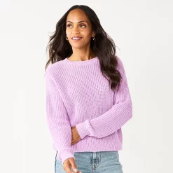 Women's Sonoma Goods For Life® Textured Drop-Shoulder Sweater -Sonoma Store 5579623 Lavender