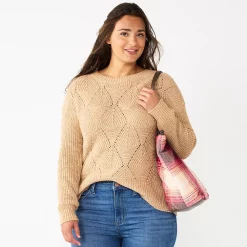 Women's Sonoma Goods For Life® Diamond Stitch Pullover Sweater -Sonoma Store 5579763 Brown