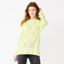 Women's Sonoma Goods For Life® Diamond Stitch Pullover Sweater -Sonoma Store 5579763 Morning Green