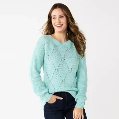 Women's Sonoma Goods For Life® Diamond Stitch Pullover Sweater -Sonoma Store 5579763 Sky Blue