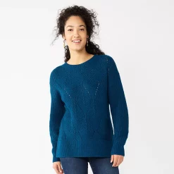 Women's Sonoma Goods For Life® Diamond Stitch Pullover Sweater -Sonoma Store 5579763 Teal