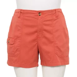 Plus Size Sonoma Goods For Life® High-Waisted Comfort Utility Shorts -Sonoma Store 5581111 Coral