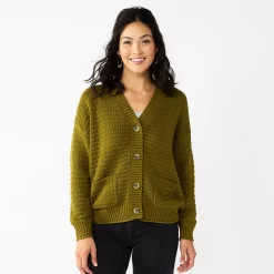 Women's Sonoma Goods For Life® Cropped Cardigan -Sonoma Store 5581344 Olive
