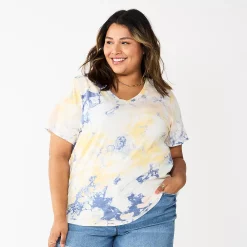 Petite Plus Size Sonoma Goods For Life® Everyday V-Neck Tee -Sonoma Store 5581510 Blue Wrinkle Dye