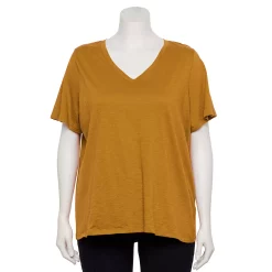Petite Plus Size Sonoma Goods For Life® Everyday V-Neck Tee -Sonoma Store 5581510 Green Gold