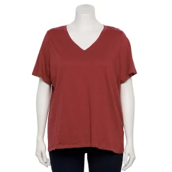Petite Plus Size Sonoma Goods For Life® Everyday V-Neck Tee -Sonoma Store 5581510 Marsala Flower