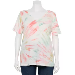 Petite Plus Size Sonoma Goods For Life® Everyday V-Neck Tee -Sonoma Store 5581510 Red White Blue Tie Dye